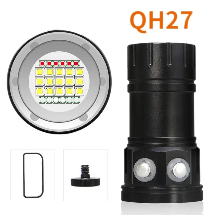 10000Lumens 27 LED Diving Flashlight Professional Underwater Photography Light Highlight Lamp 100M Waterproof Video Camera Torch