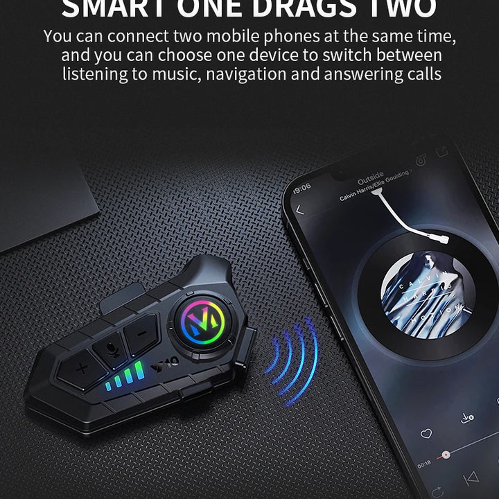 Y10 Motorcycle Helmet Bluetooth Headset 2000Mah Super Long Standby Wireless Hands-free Waterproof Motorbike Earphone