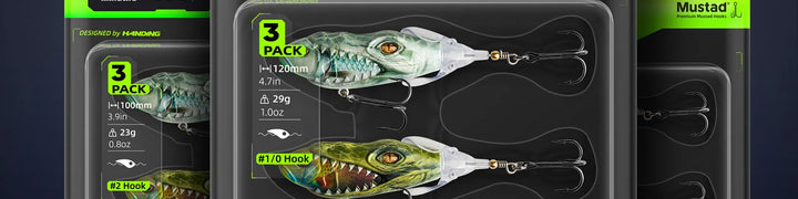 HANDING 3Pcs M1 Topwater Whopper Fishing Lure Floationg Hard Swimbait Durable Steel Ring Fishing Tackle UV Paint Fishing Bait