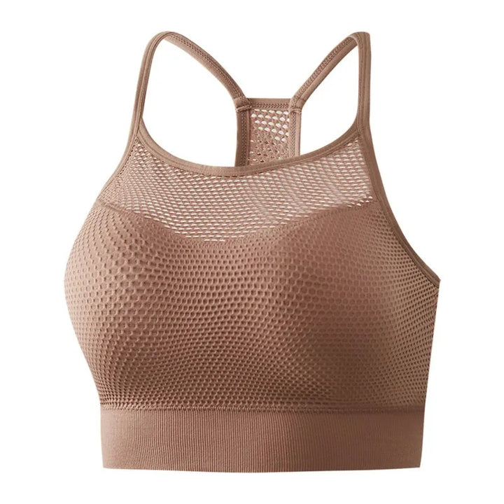 Workout Seamless Breathable Gym Bras Mesh Padded Sports Bra Women Backless Push Up Fitness Hollow Out Top Yoga Bras Crop Top