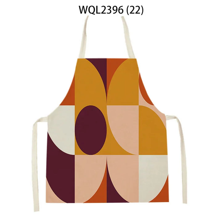 Irregular Geometric Linen Aprons for Women Sleeveless Smock Housework Home Apron Kitchen Baking Accessories Delantales