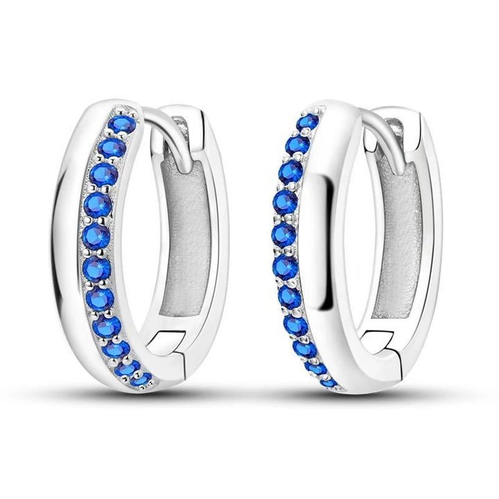 925 Sterling Silver Earring Round Shape Hoop Earrings Color Zircon Geometry Simple Jewelry Women Girl Evening Party Gifts