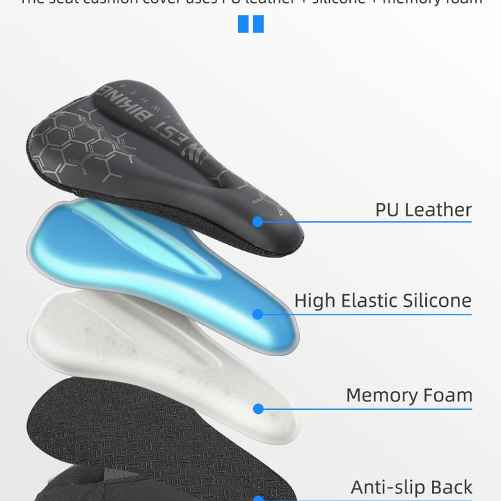WEST BIKING Comfortable Bicycle Saddle Cover Breathable Rebound Silicone Foam Bike Seat Cover With Rain Cover Bike Accessories