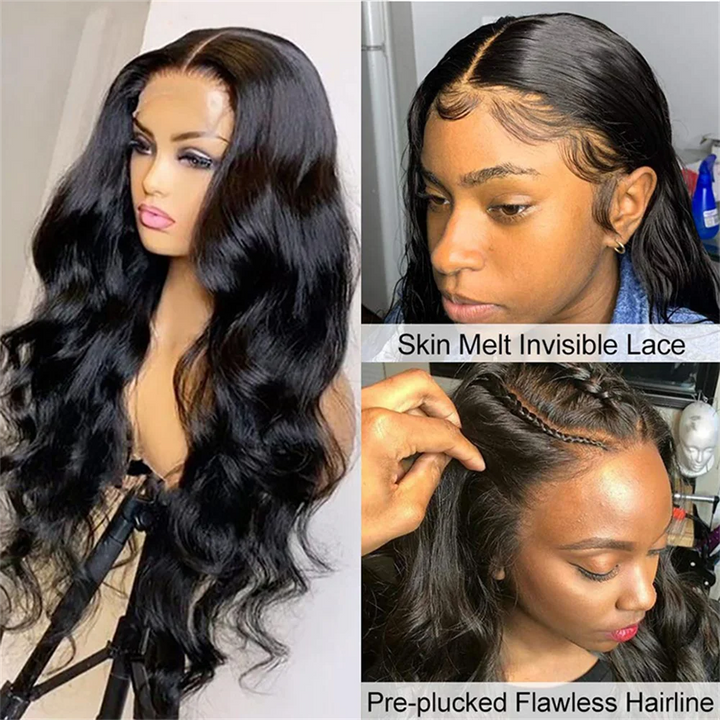 Human Hair Lace Wigs Remy Brazilian Transparent Body Wave 4x4 Lace Closure Wig 180% Density Cranberry Hair 4x4 Lace Front Wig