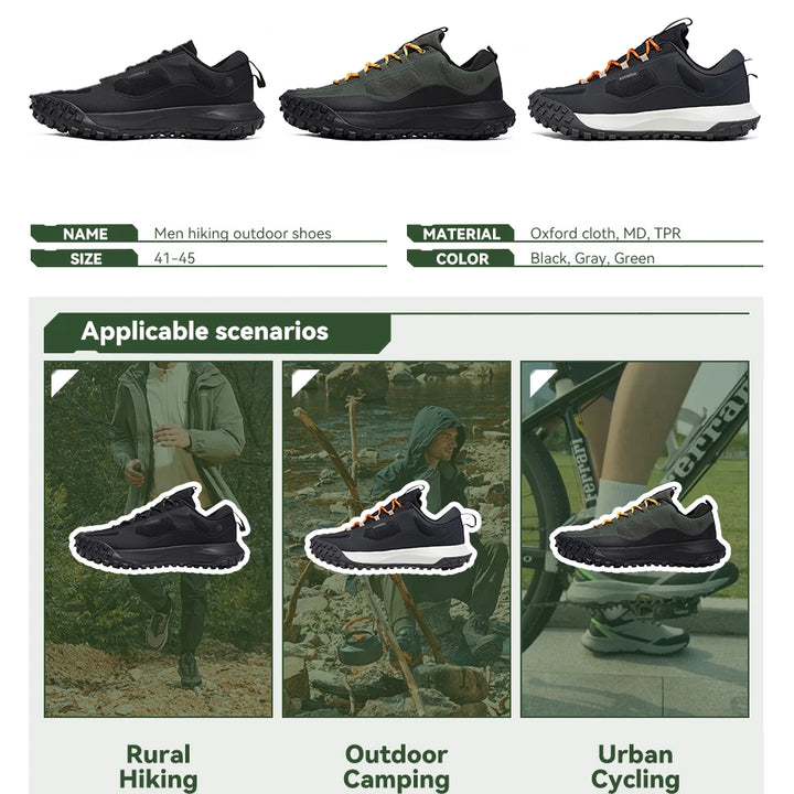 Baasploa New Men Hiking Shoes Anti Splash Water Outdoor Sneakers for Men Comfort Casual Sneakers Male Non-Slip Wear Resistant