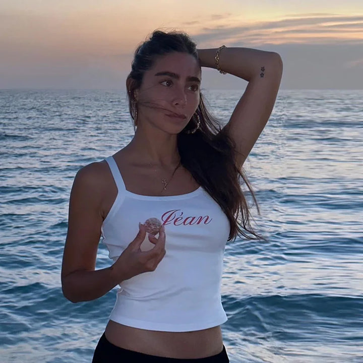 Lygens Letter Print Sleeveless Slim Camis Women'S Y2K Top Fashion Women Blouse 2023 Summer Autumn  Streetwear Casual Outfit