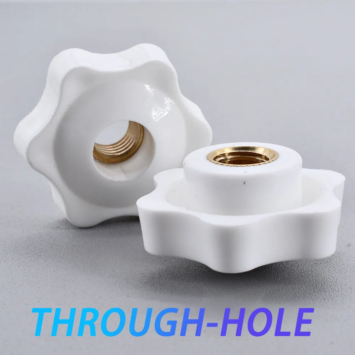 10/5/1Pcs Black White Plum Hand Tighten Torx Thumb Knob Nut Clamping Knob Handle Hand Mechanical Star Nuts M4 M5 M6 M8 M10 M12
