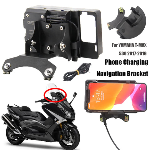 Motorcycle Windshield Wireless Charging Navigation Bracket USB Charger Mobile Phone Mount For Yamaha TMAX530 T-MAX 530 2017-2021