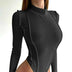 Y2K Europe and America's top women's fashion sexy jumpsuit long sleeve leisure slim solid color jumpsuit body top women's suit c