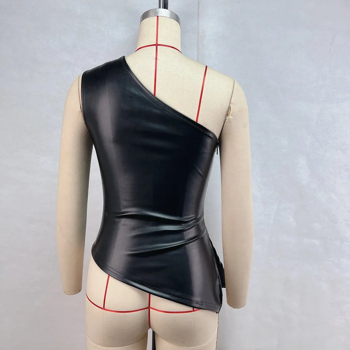 2024 Fall Snd Winter New Pure Color Slim Sleeveless One-Shoulder Slanting Collar Zipper Show Thin Jacket