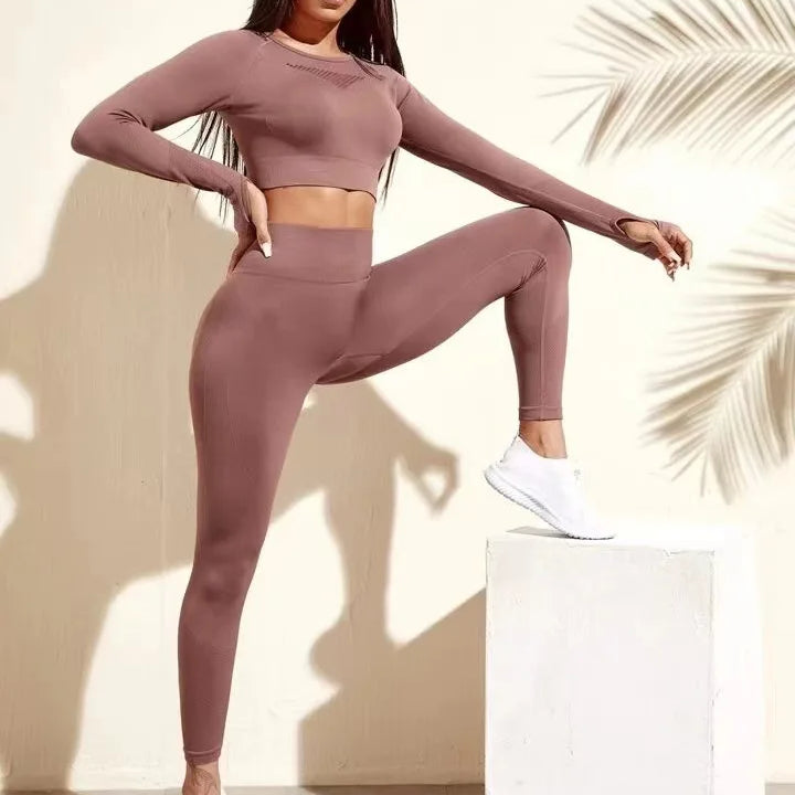 Women Seamless Solid Leggings Knit Slim Leggings High Waist Hip Liftting Fashion Elastic Fitness Yoga Tights Gym Workout Pants