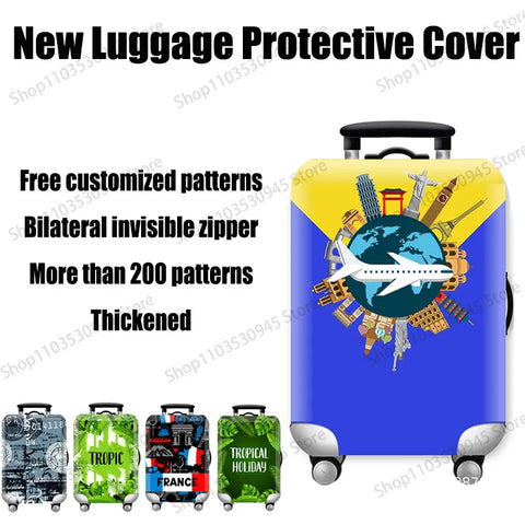 New Travel Accessories Luggage Case Suitcase Dust Protective Cover 18-28 Inch Phrase Pattern Series Trolley Case Elastic Cover