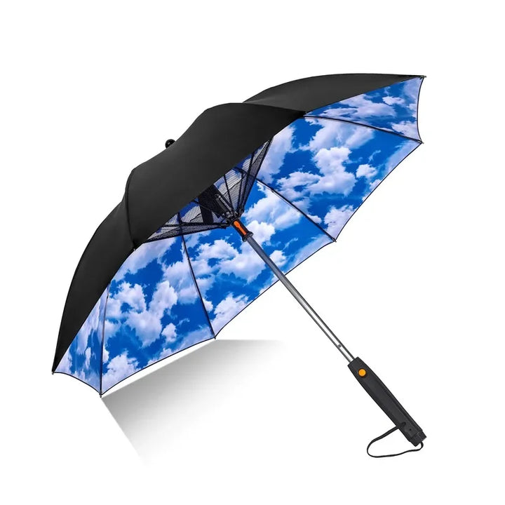 Sun Umbrella with Fan Misting,Portable Fan for UPF 50+ Sun,Cooling Umbrella,Summer Cooler for Outdoor Beach,Battery Powered