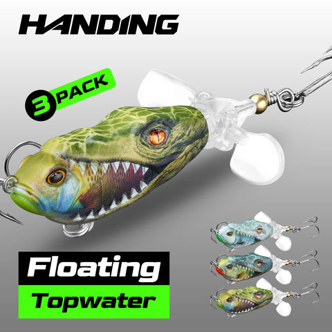 HANDING 3Pcs M1 Topwater Whopper Fishing Lure Floationg Hard Swimbait Durable Steel Ring Fishing Tackle UV Paint Fishing Bait