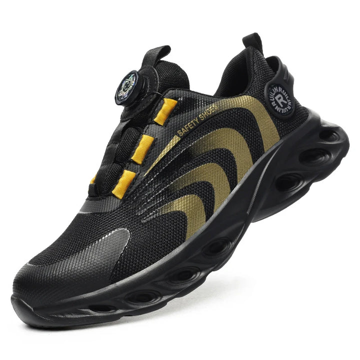 Men's Safety Shoes Steel Toe Anti-Puncture Work Shoes Man And Safety Sneaker Rotating Button Lighweight Men's Work Shoes