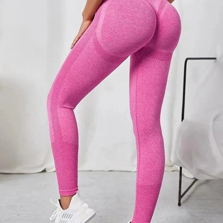 Women Seamless Solid Leggings Knit Slim Leggings High Waist Hip Liftting Fashion Elastic Fitness Yoga Tights Gym Workout Pants