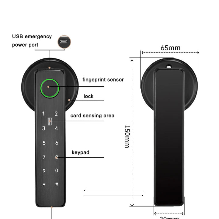 Tuya SmartLife APP WiFi Remote Control Smart Fingerprint Password RFID IC Card Lock Dead Bolt For Indoor Home Wooden Metal Door