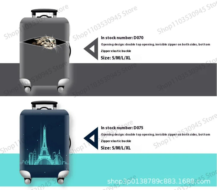 For18-32Inch Luggage Cover Elastic Suitcase Cover Full Body Print Suitcase Protective Case Suitcase Luggage Protector Dust Cover
