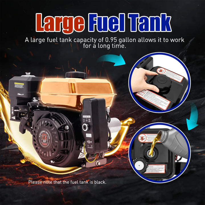 212CC 4-Stroke 7.5 HP Electric Start Horizontal Black Gasoline Engine Air Cooling Low Noise Stable Running With Large Fuel Tank