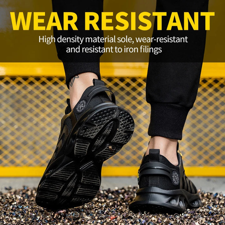 Men's Safety Shoes Steel Toe Anti-Puncture Work Shoes Man And Safety Sneaker Rotating Button Lighweight Men's Work Shoes