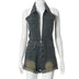 Sexy Blue Lapel Deep V Zipper Jumpsuit For Women Sleeveless Backless High Waist Hemmed Shorts Leisure Party Club Denim Jumpsuit