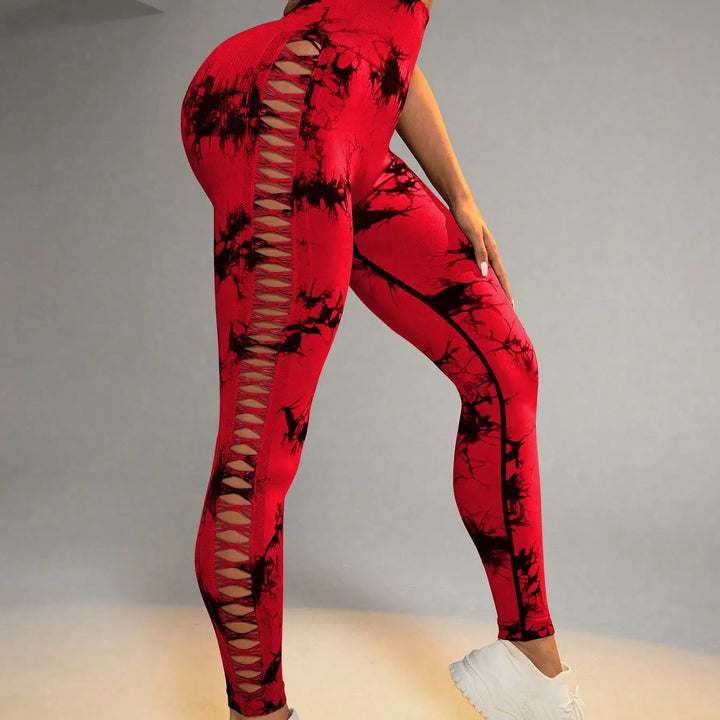 Tie Dye Seamless Leggings for Women High Waist Yoga Pants, Scrunch Butt Lifting Elastic Tights, Side mesh design