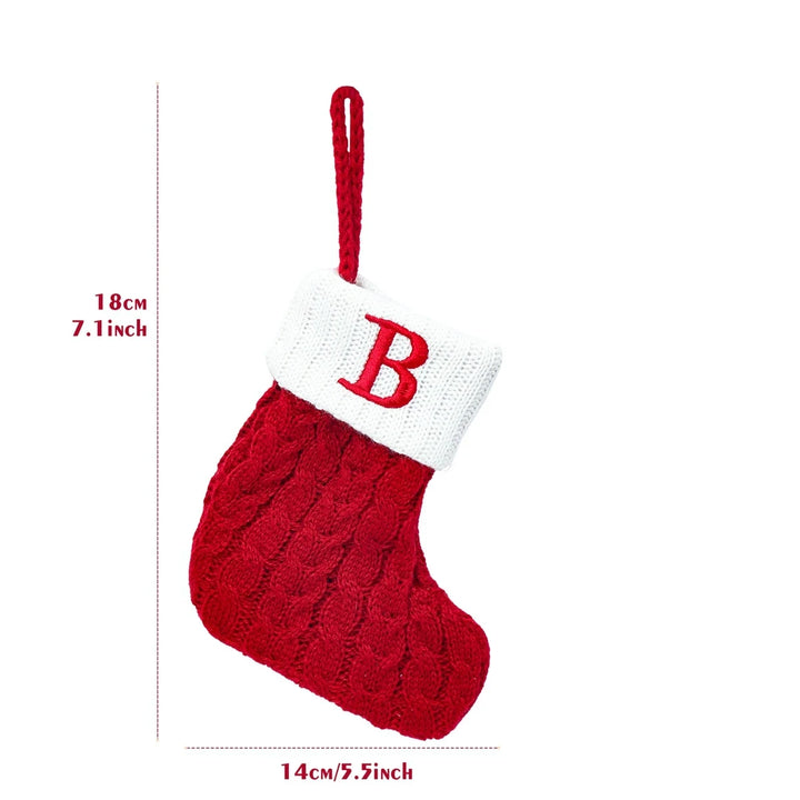 Xmas 2024 Decor Christmas Socks Knitting Snowflake Letter Stocking Christmas Tree Decoration Home 2025 New Year Ornament Gift