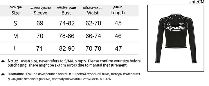 Black Sexy Women's Tees Autumn Fashion New Streetwear Bodycon Casual Basic T-shirt Female Long Sleeves Print O-Neck Y2K Crop Top