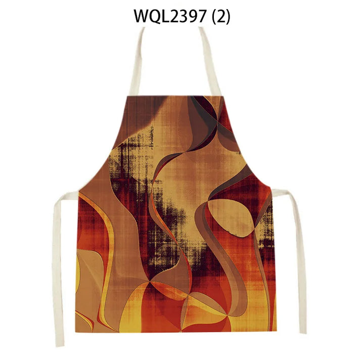 Irregular Geometric Linen Aprons for Women Sleeveless Smock Housework Home Apron Kitchen Baking Accessories Delantales