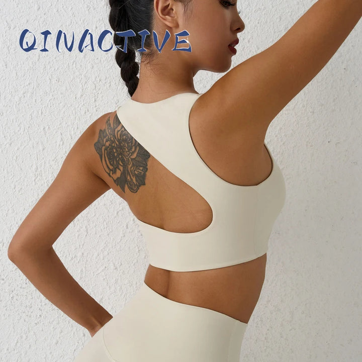 QINACTIVE  Sexy Backless Women Crop Top Fitness Solid Sports Bra Gym Shockproof Workout Yoga Tank Tops