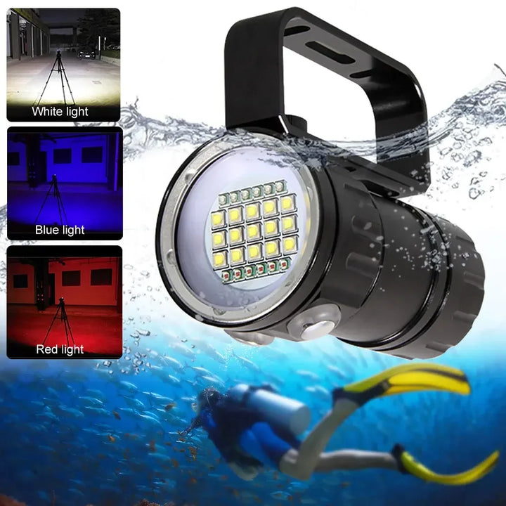 10000Lumens 27 LED Diving Flashlight Professional Underwater Photography Light Highlight Lamp 100M Waterproof Video Camera Torch