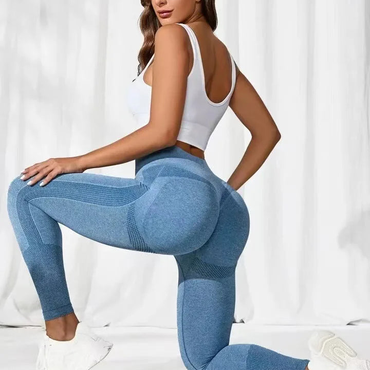 Women Seamless Solid Leggings Knit Slim Leggings High Waist Hip Liftting Fashion Elastic Fitness Yoga Tights Gym Workout Pants