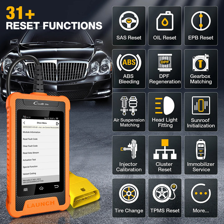 LAUNCH X431 Elite Car Diagnostic Tools Full System Auto OBD OBD2 Scanner Active Test ECU Coding Multilingual Free Update Online