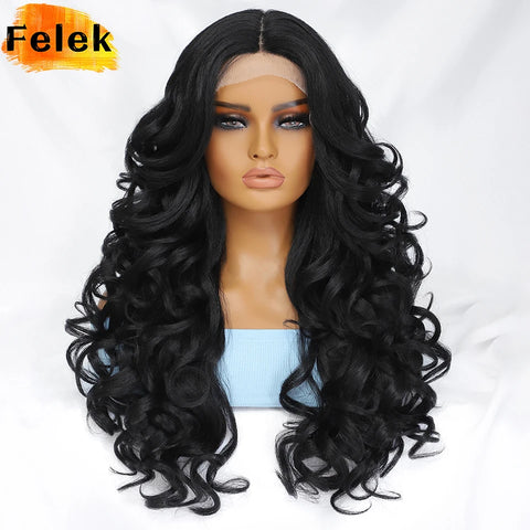 Long Afro Curlys Lace Wigs Black Women's Cosplay Synthetic Wig Chocolate Brown Orange Blonde Lace Front Wigs For Woman Curly Wig