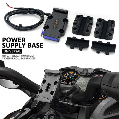 Universal 12/16/22mm Clip Wireless Charger Fast Charge Mobile Phone Navigation Bracket For Honda XADV750 For Yamaha Tracer 9 GT