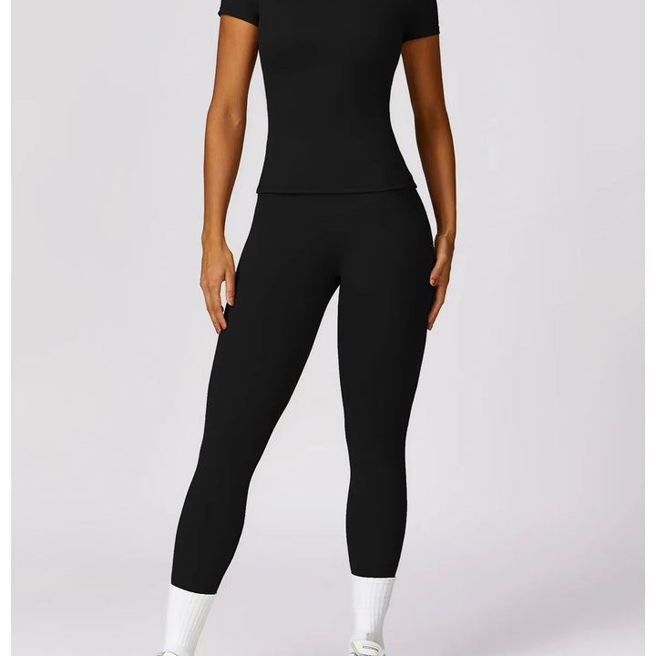 NCLAGEN Women Running Sports T Shirt Summer Short Sleeve Round Neck Breathable Stretchy GYM Yoga Slim Fitness Active Top Tee