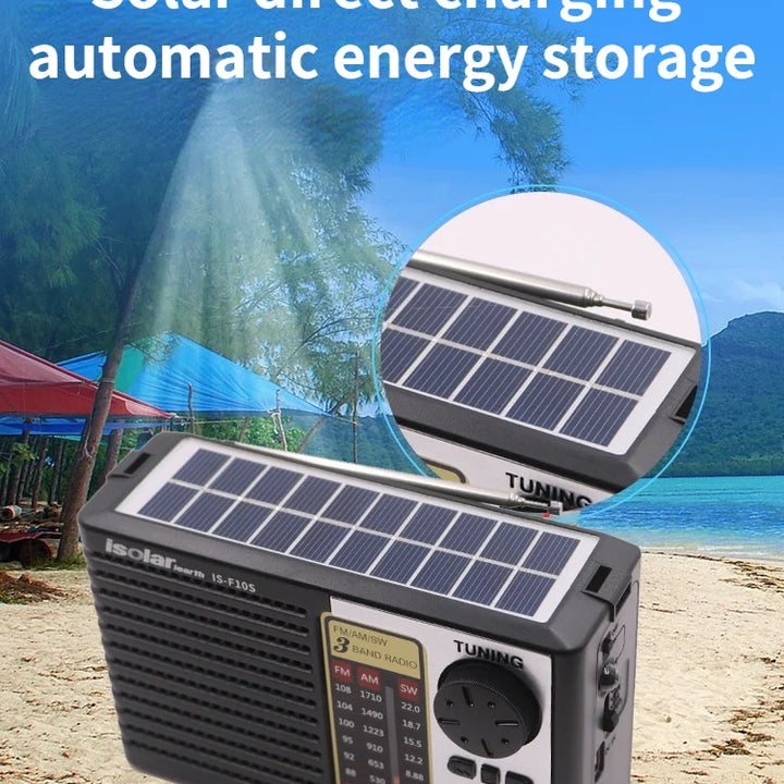 Wireless Bluetooth Speaker LED Flashlight FM AM SW Radio Solar Charging Emergency Radio Full Band High Sensitivity