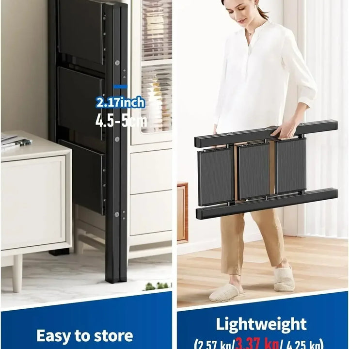 Aluminium 3-4 Step Ladder with Wide Steps Lightweight Folding Ladder Portable Slim Step Stool Safety Household Ladder Stepladder