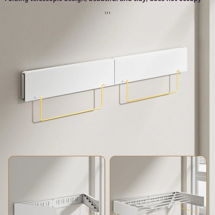 Indoor Folding Clothes Hanger Wall Hanging Invisible Drying Rack  Balcony Clothesline Pole Hanger Towel Rack