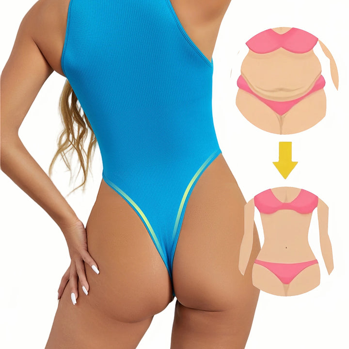 Women Round Neck Thong Shaperwear Bodysuits Sleeveless Adjustable Buckle Tight Fitting Jumpsuit T-shaped Shapewear Corset