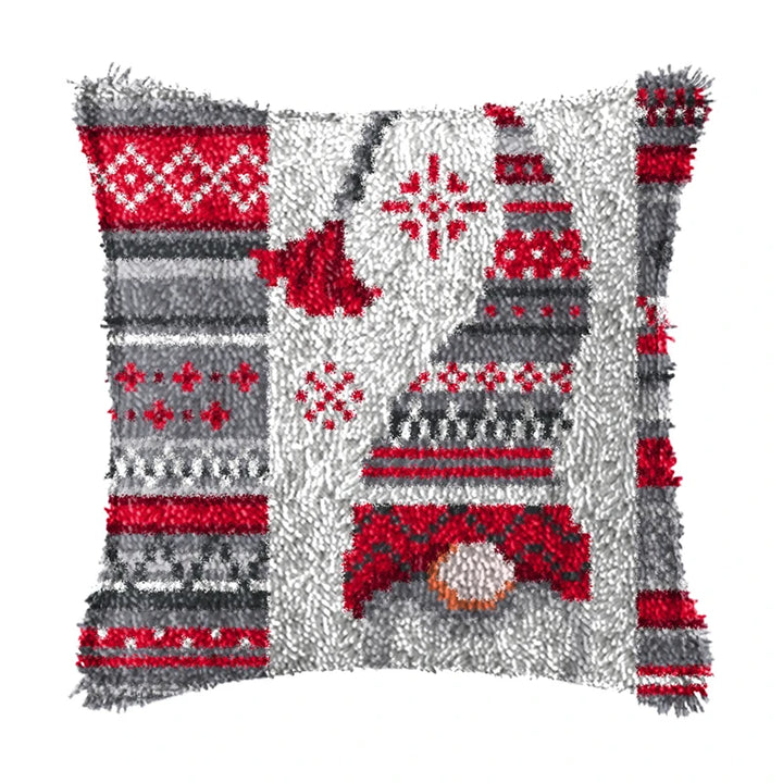 Christmas Vintage Classic Latch Hook Set Embroideried Latch Hook Kits Flower Latch Hook Pillow Button Pad Package Handmade Cross