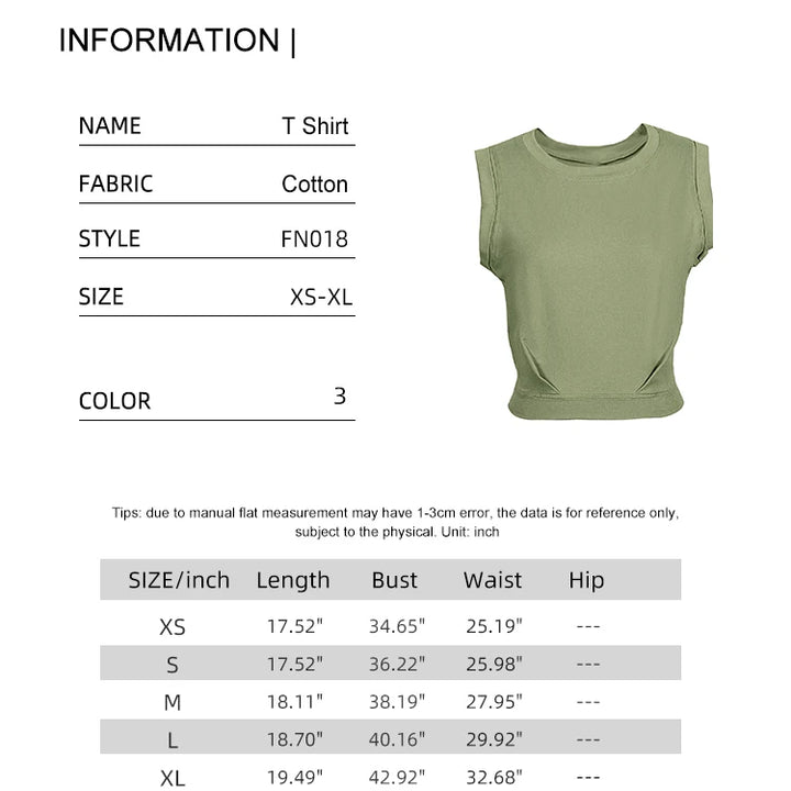 Crop Top Cotton Shirts for Women Cute Sleeveless Yoga Tops Running Gym Workout Shirts Casual Fitness Loose Female T-Shirt