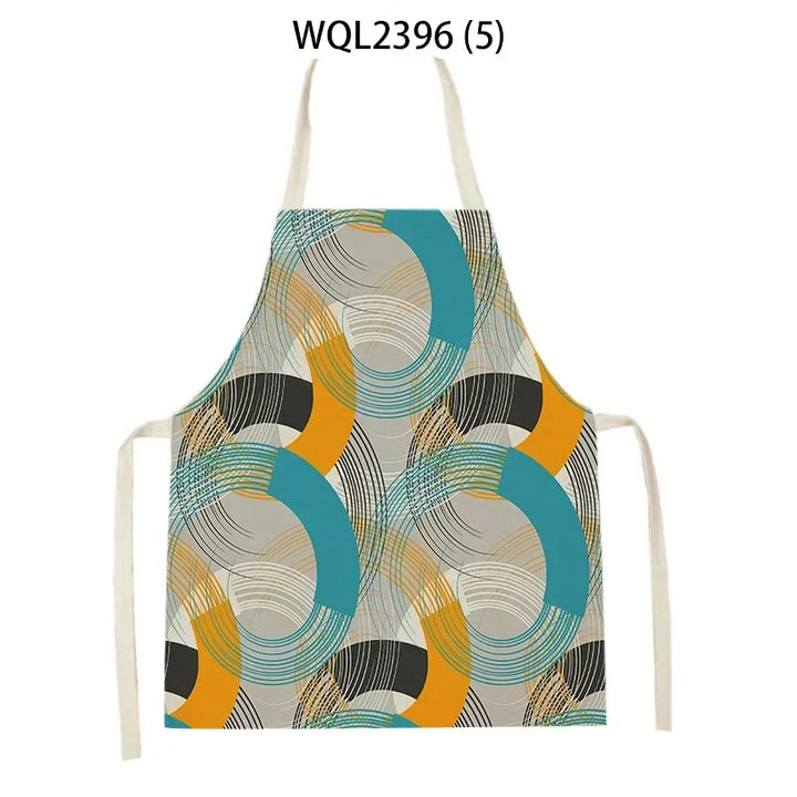 1 Piece Abstract Patchwork Home Kitchen Sleeveless Cleaning Halter Neck Apron Holiday Dinner Baking Cooking Accessories Bib