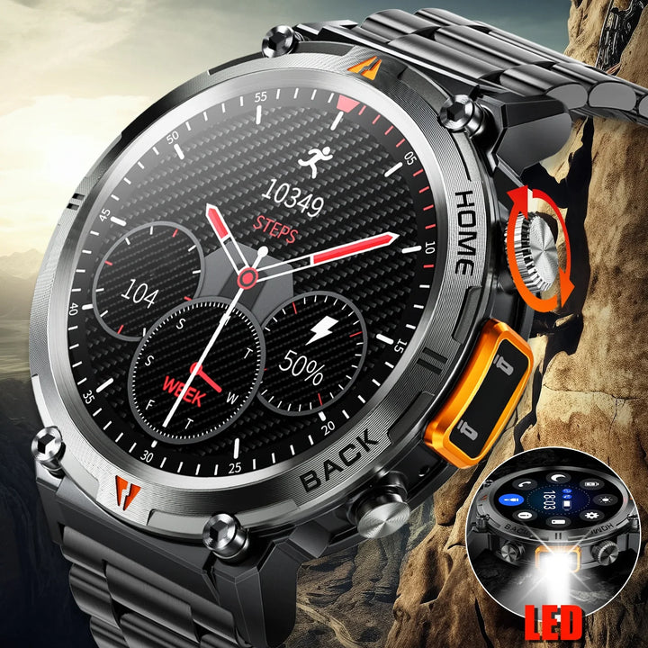 EIGIIS New Bluetooth Call Smart Watch Men Full Touch Screen Health Monitor Clock With Flashlight Men SmartWatch For ios  Android