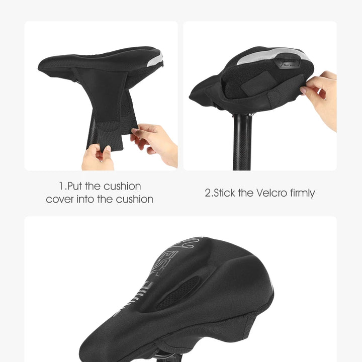 WEST BIKING Comfortable Bicycle Saddle Cover Breathable Rebound Silicone Foam Bike Seat Cover With Rain Cover Bike Accessories