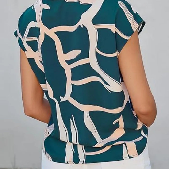 Women Summer Style Blouses Shirts Lady Casual Short Sleeve Bow Tie Collar Printed Blouse Tops