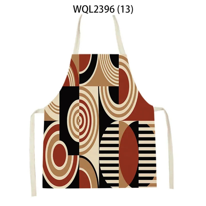 1 Piece Abstract Patchwork Home Kitchen Sleeveless Cleaning Halter Neck Apron Holiday Dinner Baking Cooking Accessories Bib