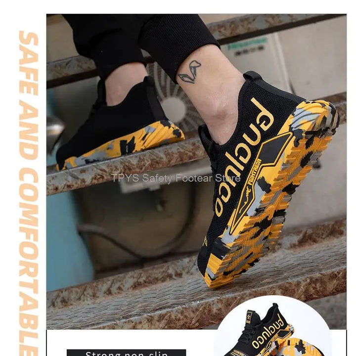 Lightweight Steel Toe Safety Shoes Men Anti-puncture Work Shoes Men Breathable Industrial Shoes Indestructible Work Safety Boots