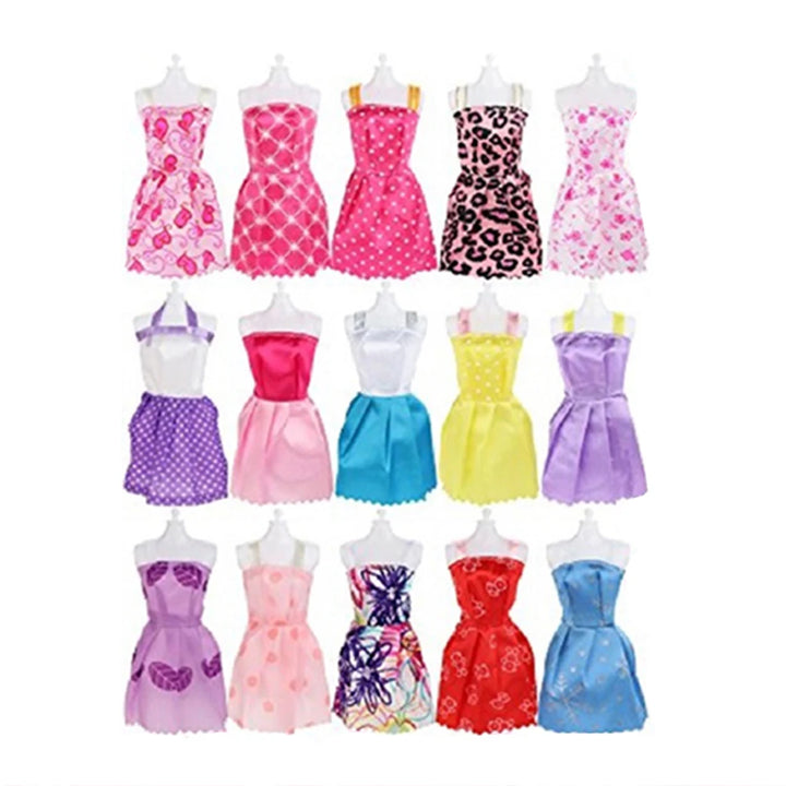 106pcs Doll Accessories Fashion Cute Dress Doll Shoes Boots Mini Dress Handbag Outfit Rack DIY Dollhouse Toy For Barbie Doll