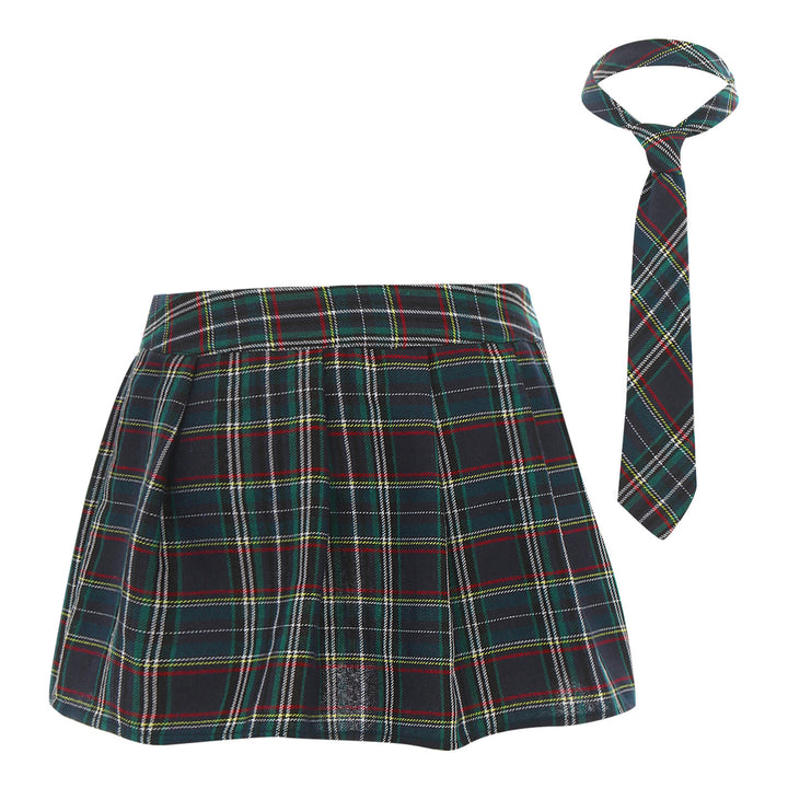 Womens Plaid Pleated Skirts With Necktie Harajuku Mini Japanese Preppy Schoolgirls Uniforms Kawaii Skirts Ladies Cosplay Costume